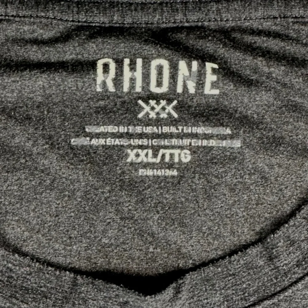 Rhone Reign Tee Training T-Shirt Mens XXL Charcoal Gray Heather Raglan Gym Sport